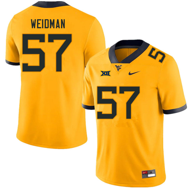 Men #57 Sullivan Weidman West Virginia Mountaineers College Football Jerseys Sale-Gold - Click Image to Close